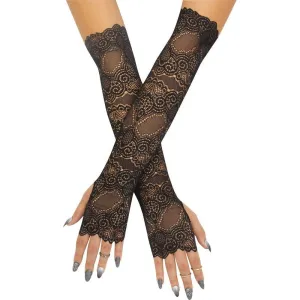 Lace Fingerless Scalloped Gloves Lace Pattern (Fw)