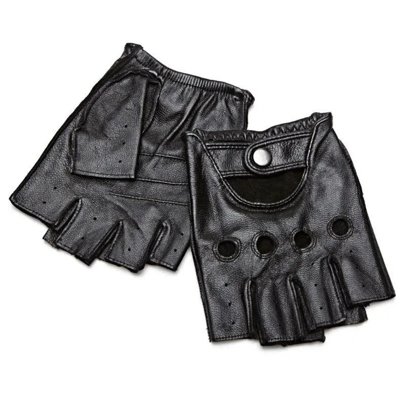 LEATHER FINGERLESS DRIVING GLOVES