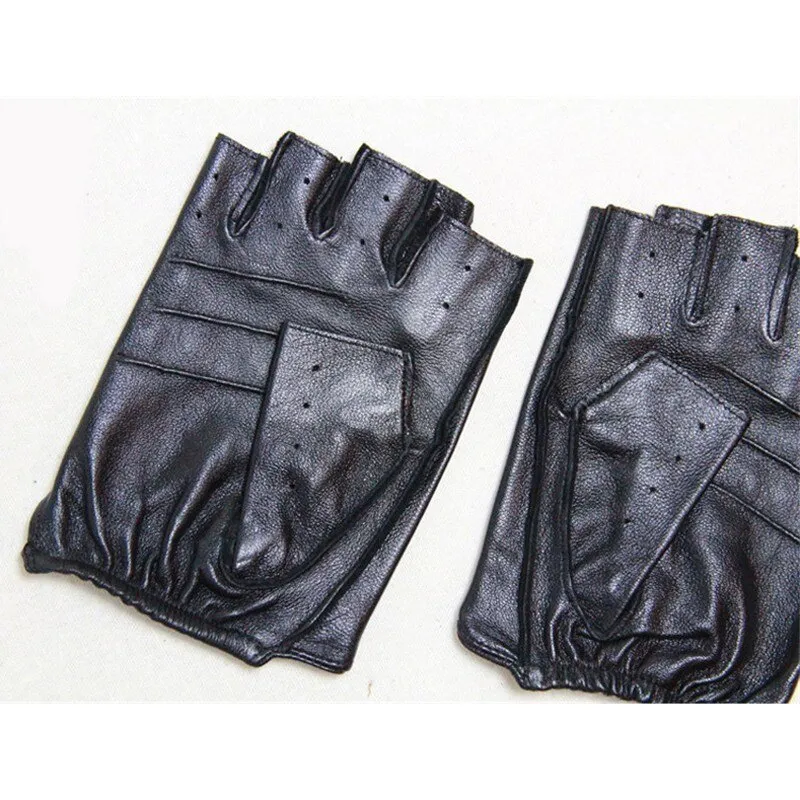 LEATHER FINGERLESS DRIVING GLOVES