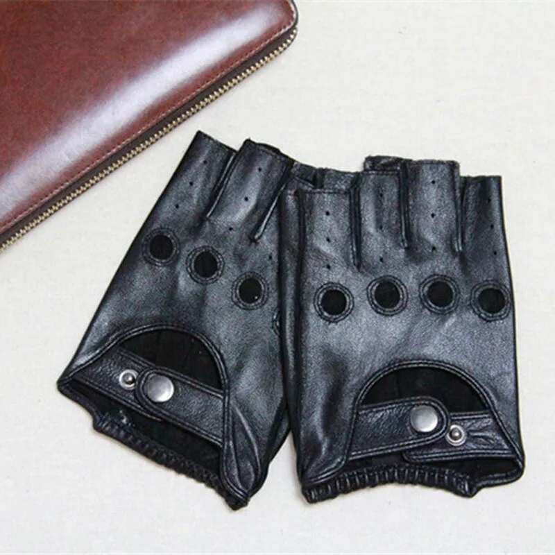 LEATHER FINGERLESS DRIVING GLOVES