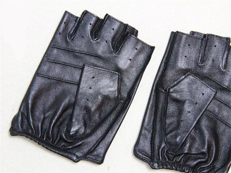 LEATHER FINGERLESS DRIVING GLOVES