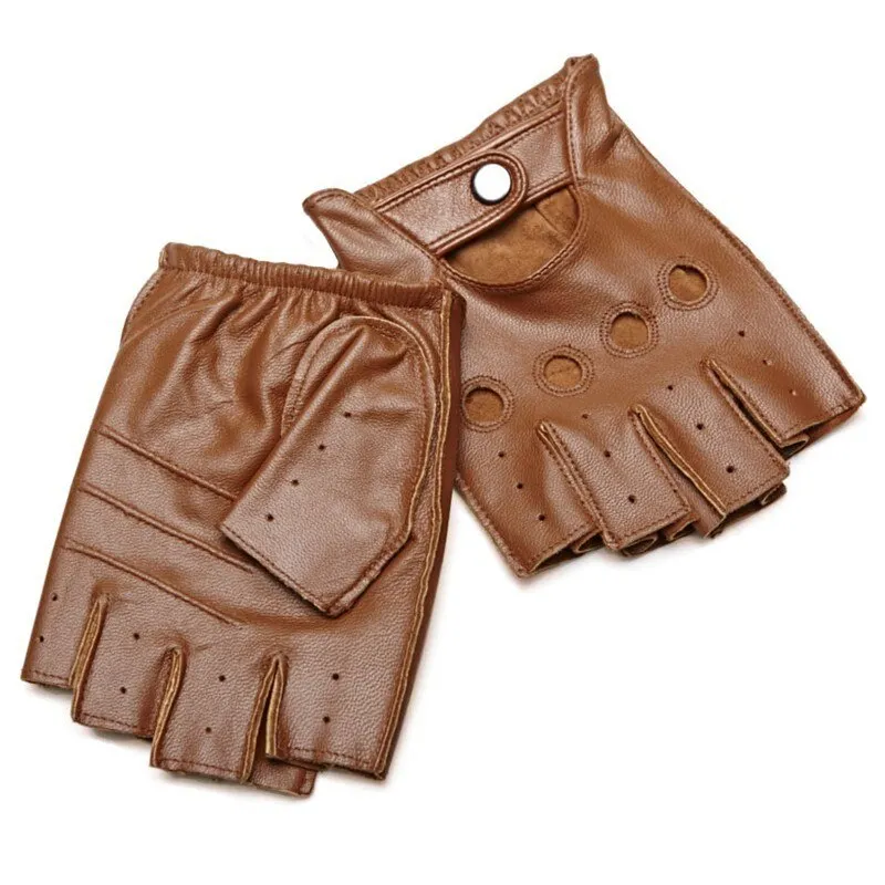 LEATHER FINGERLESS DRIVING GLOVES