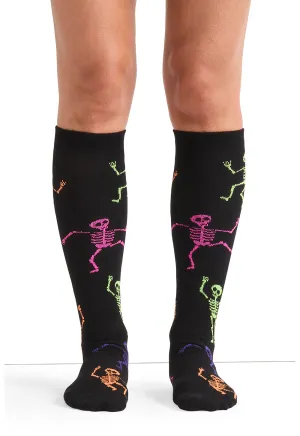 Legwear PRINTSUPPORT Women's 10-15mmHg Compression Socks Dancing Skeletons