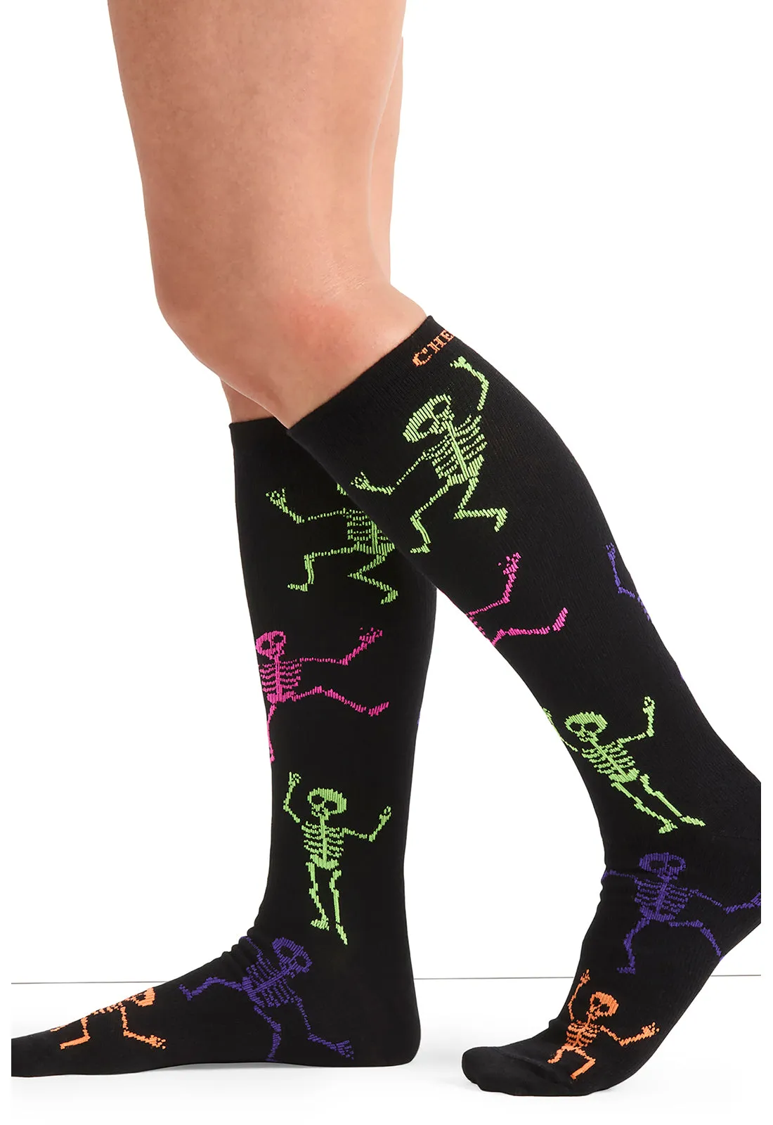Legwear PRINTSUPPORT Women's 10-15mmHg Compression Socks Dancing Skeletons