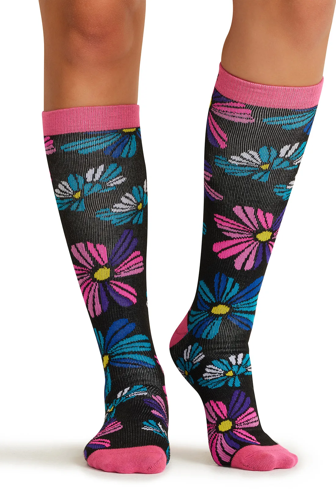 Legwear PRINTSUPPORT Women's 10-15mmHg Compression Socks Floral Flashback
