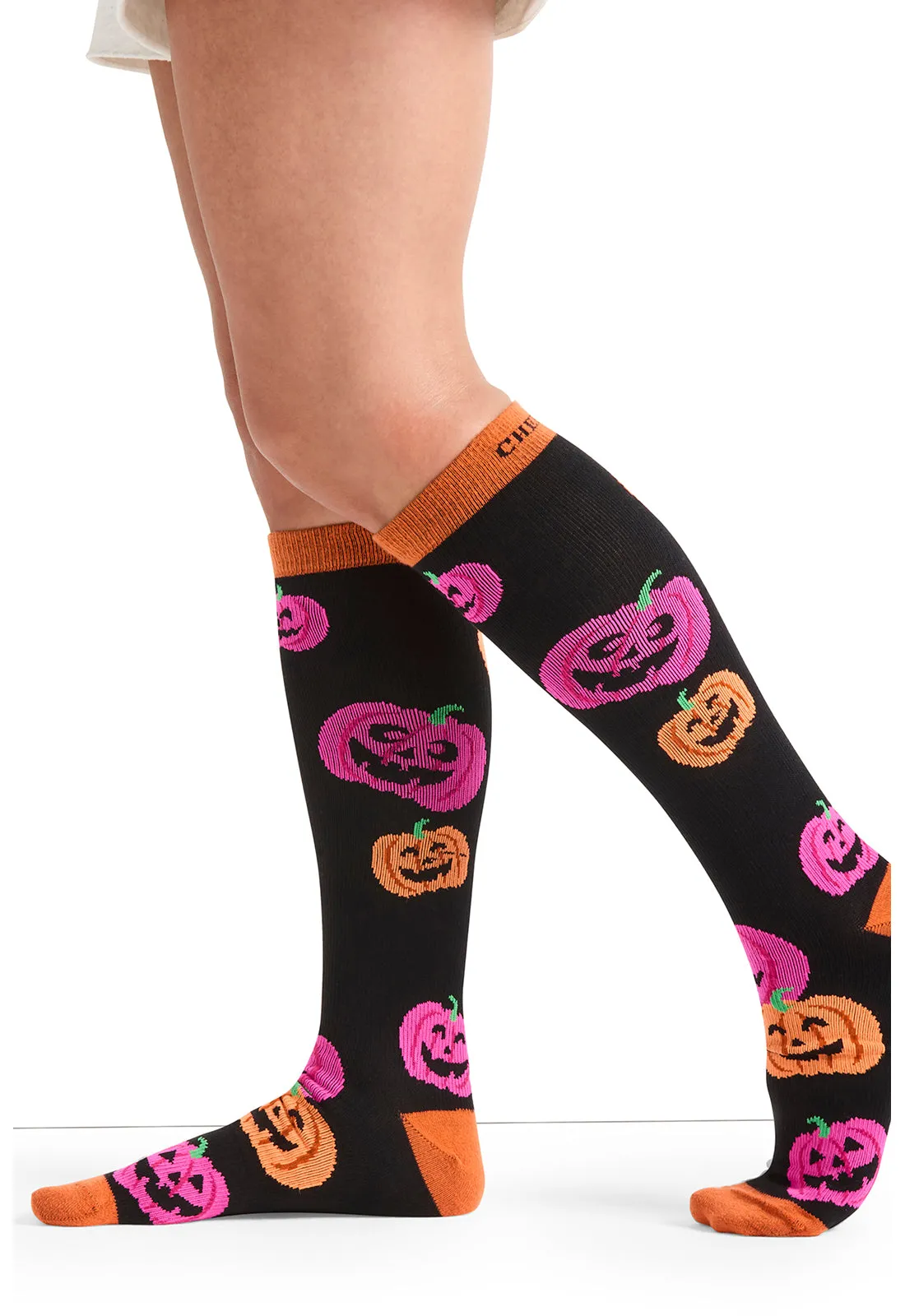 Legwear PRINTSUPPORT Women's 10-15mmHg Compression Socks Happy Pumpkins