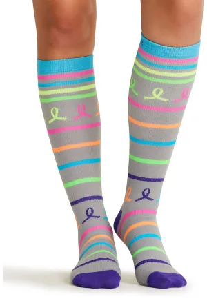 Legwear PRINTSUPPORT Women's 10-15mmHg Compression Socks Neon Multi Ribbon