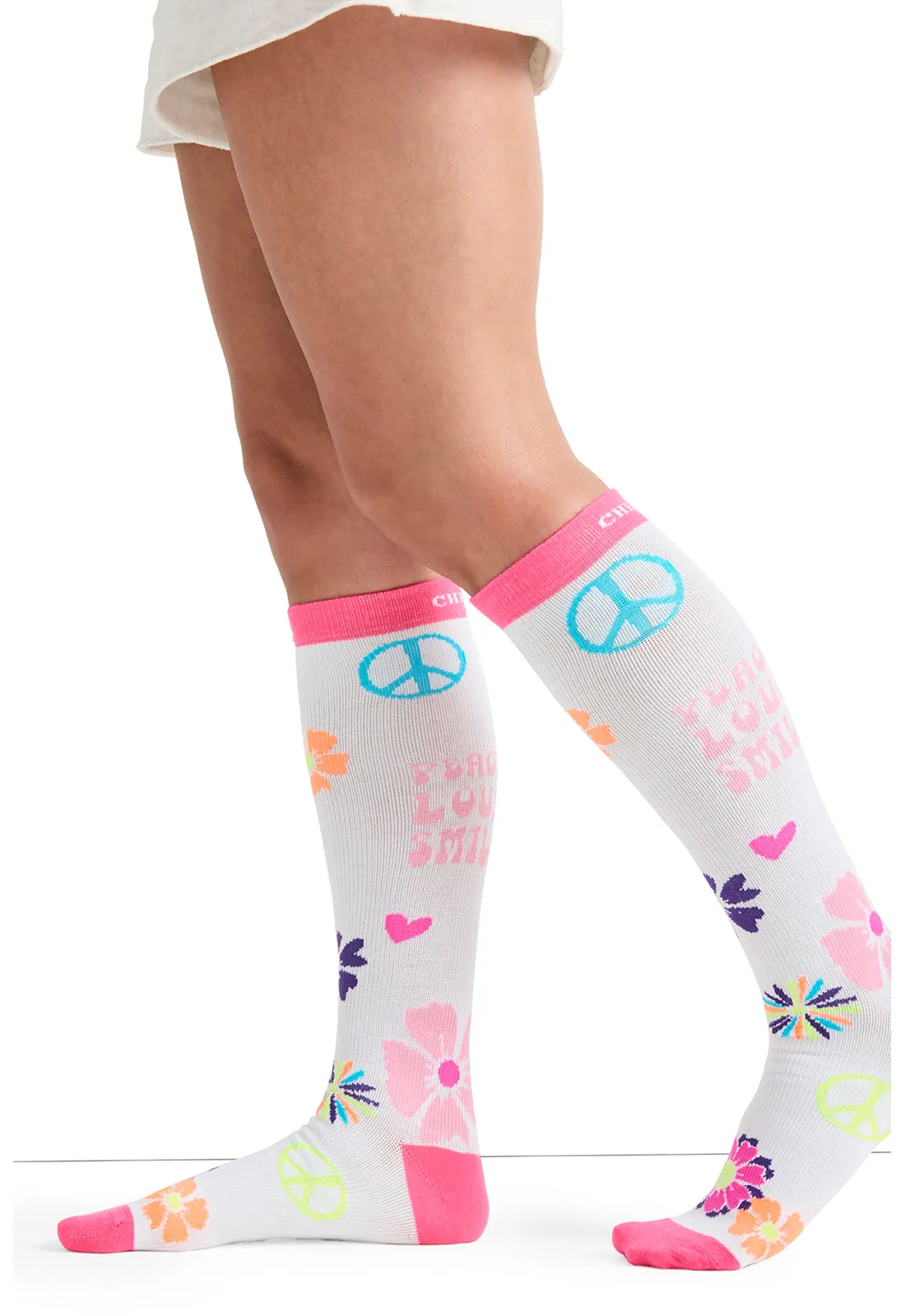 Legwear PRINTSUPPORT Women's 10-15mmHg Compression Socks Peace, Love, Smile
