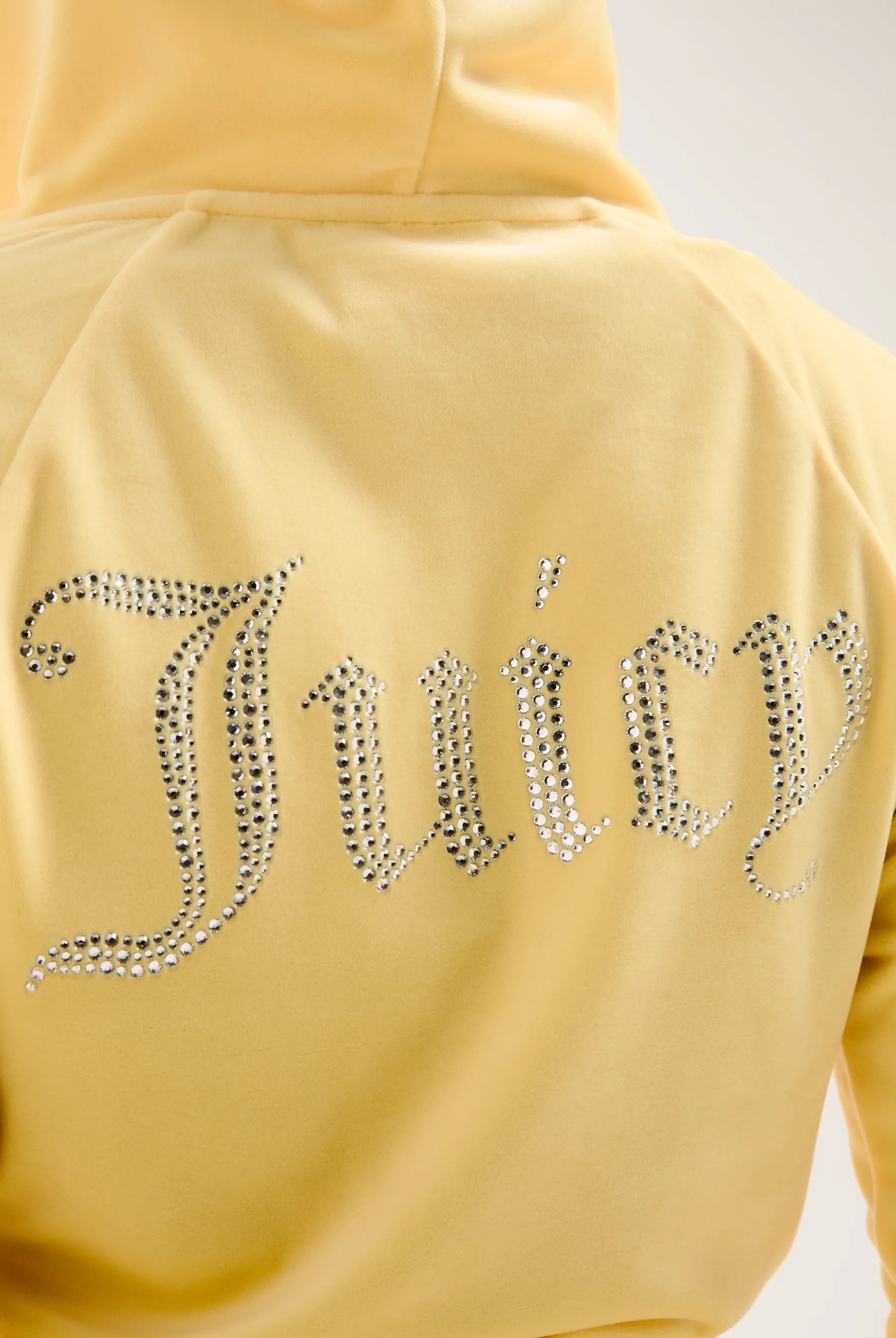 LEMON DROP DIAMANTÉ VELOUR ZIP-THROUGH HOODIE