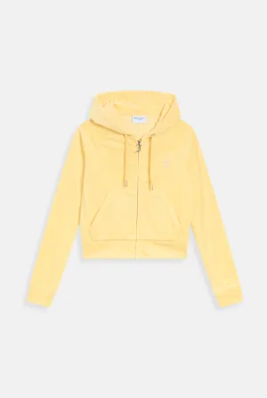 LEMON DROP DIAMANTÉ VELOUR ZIP-THROUGH HOODIE