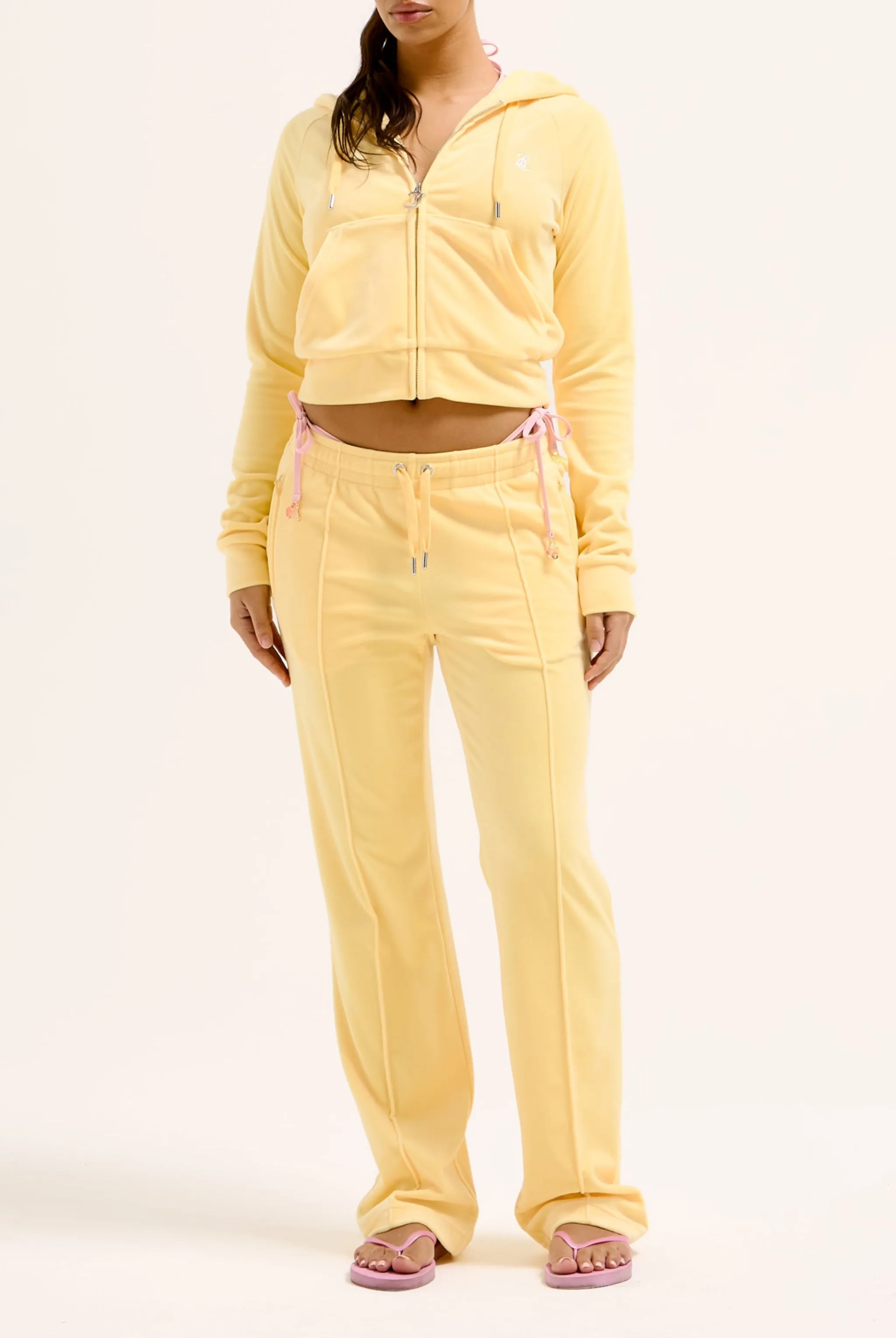 LEMON DROP DIAMANTÉ VELOUR ZIP-THROUGH HOODIE