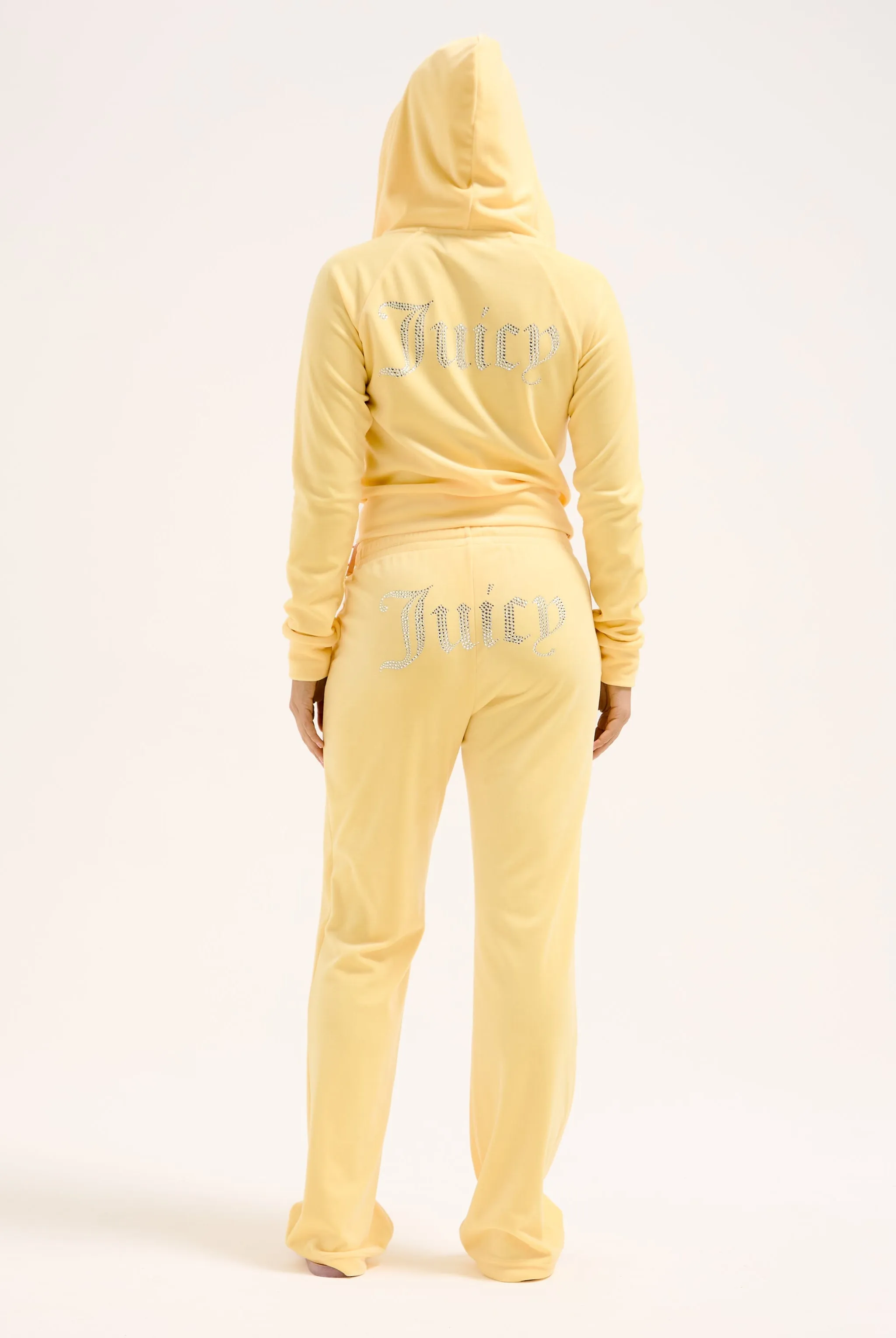 LEMON DROP DIAMANTÉ VELOUR ZIP-THROUGH HOODIE