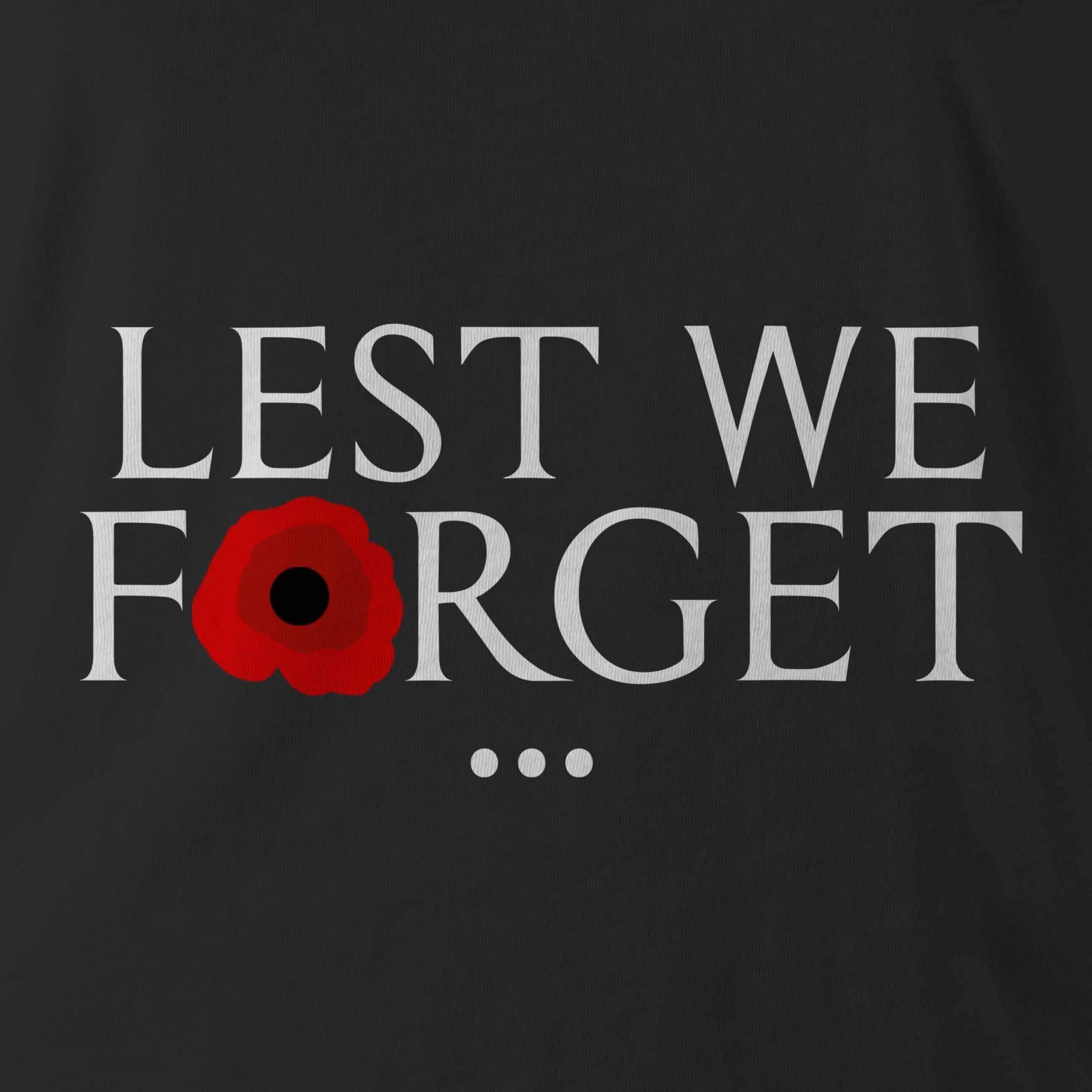 LEST WE FORGET WHT INK ED BLACK HOODIE