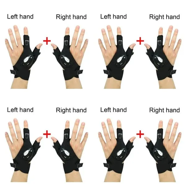 Letsgost LED Flashlight Waterproof Gloves - Practical Durable Fingerless Gloves