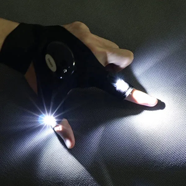 Letsgost LED Flashlight Waterproof Gloves - Practical Durable Fingerless Gloves