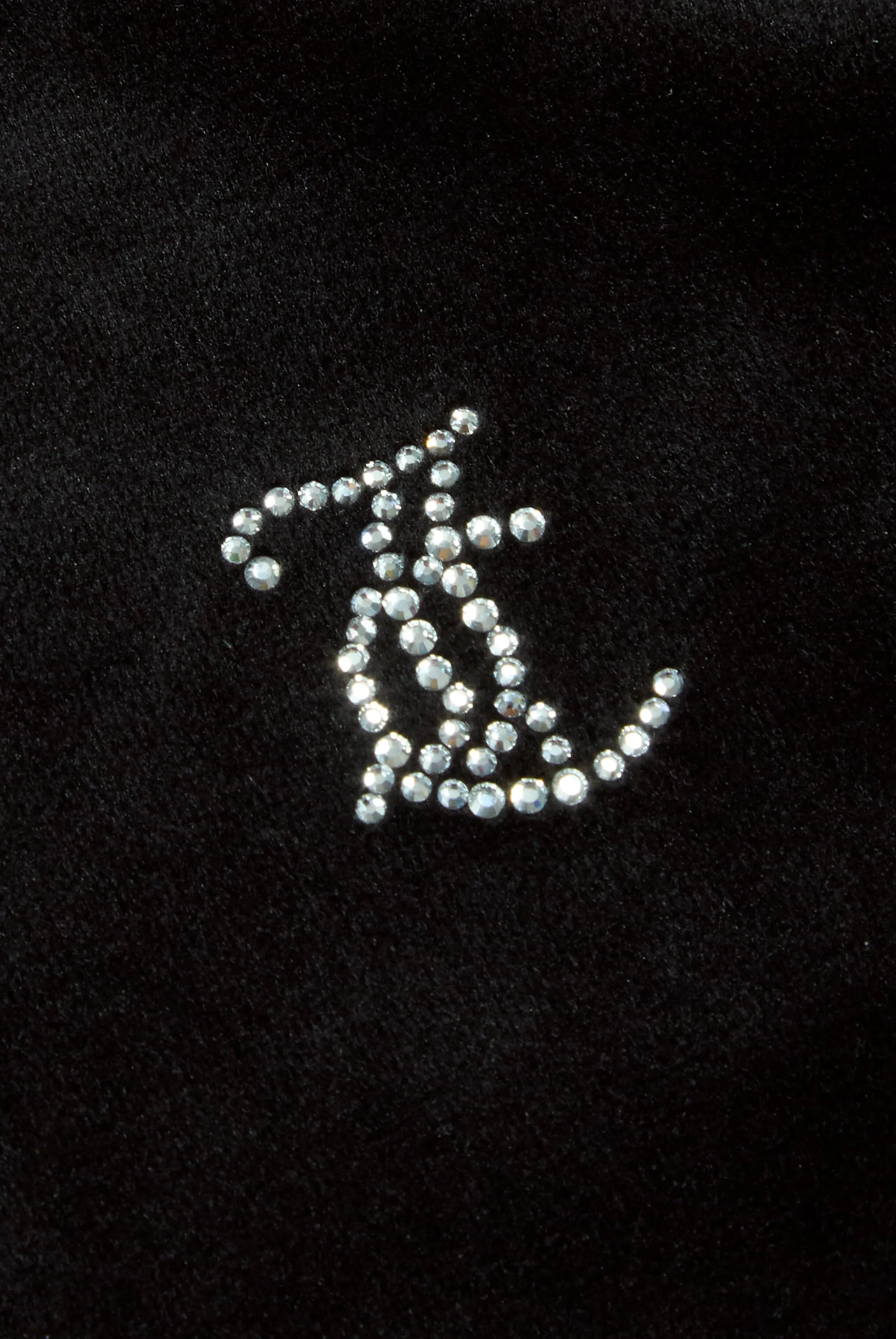 'LIBRA' BLACK DIAMANTÉ VELOUR ZIP-THROUGH HOODIE
