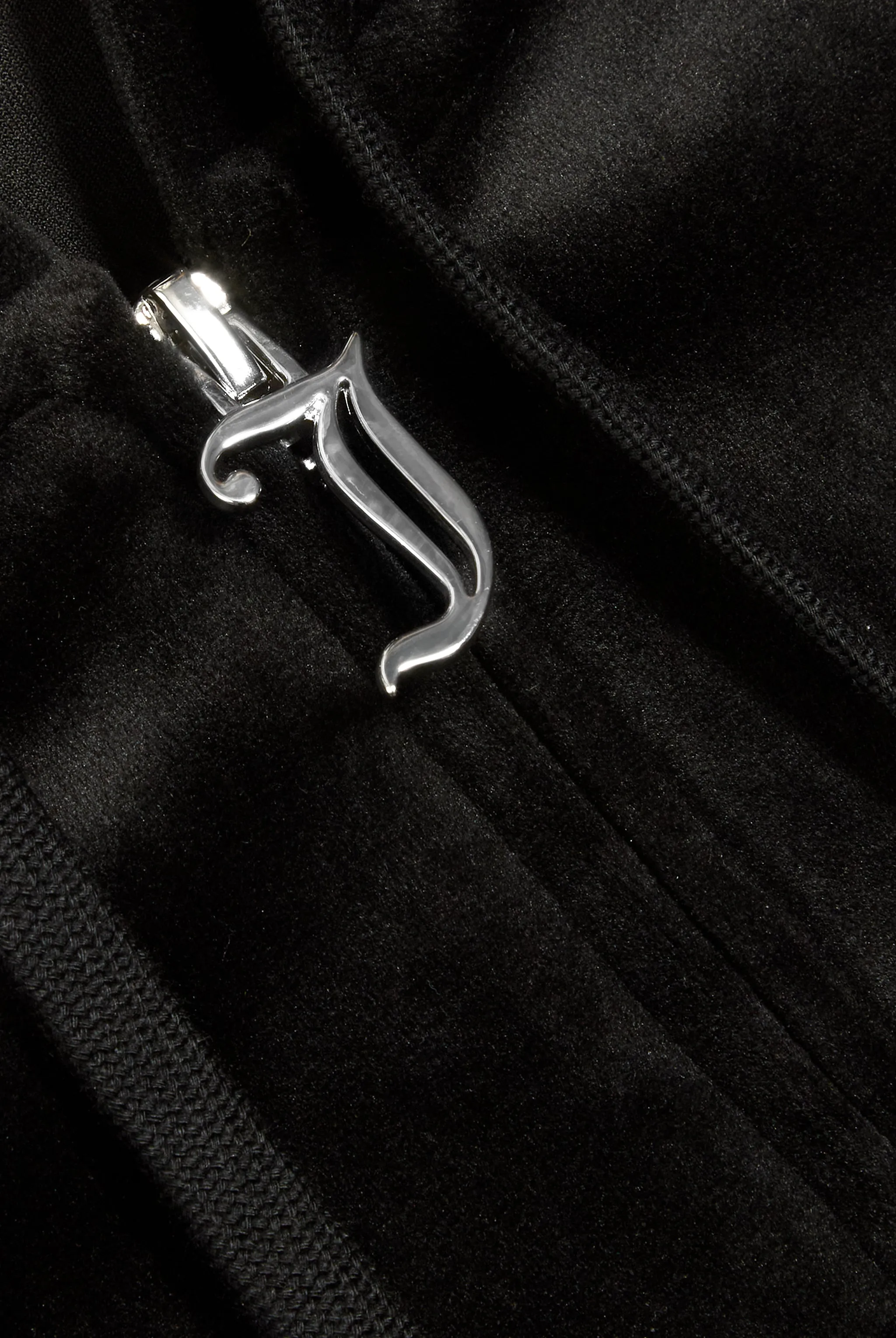 'LIBRA' BLACK DIAMANTÉ VELOUR ZIP-THROUGH HOODIE