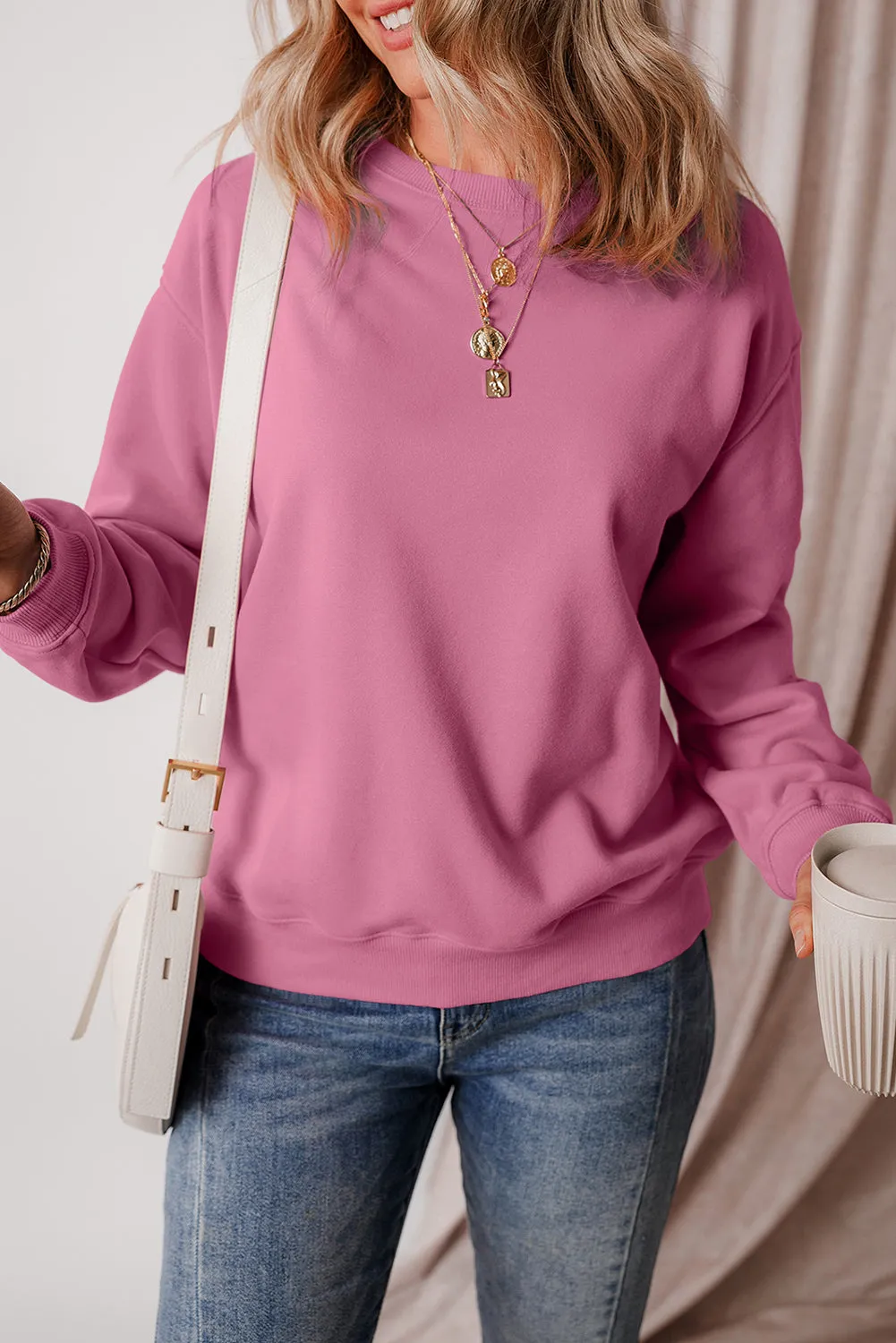 Lined Drop Shoulder Terry Sweatshirt