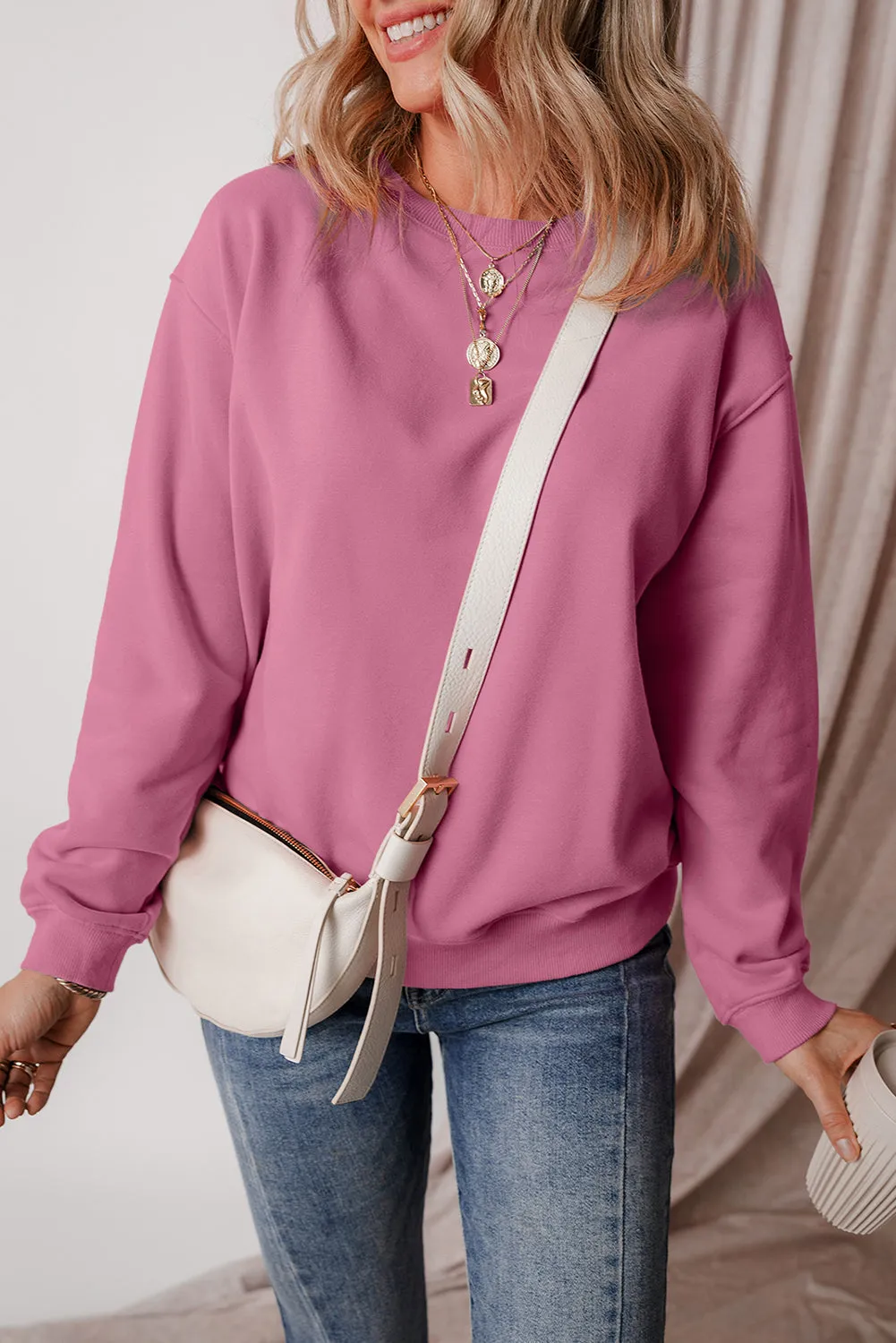 Lined Drop Shoulder Terry Sweatshirt