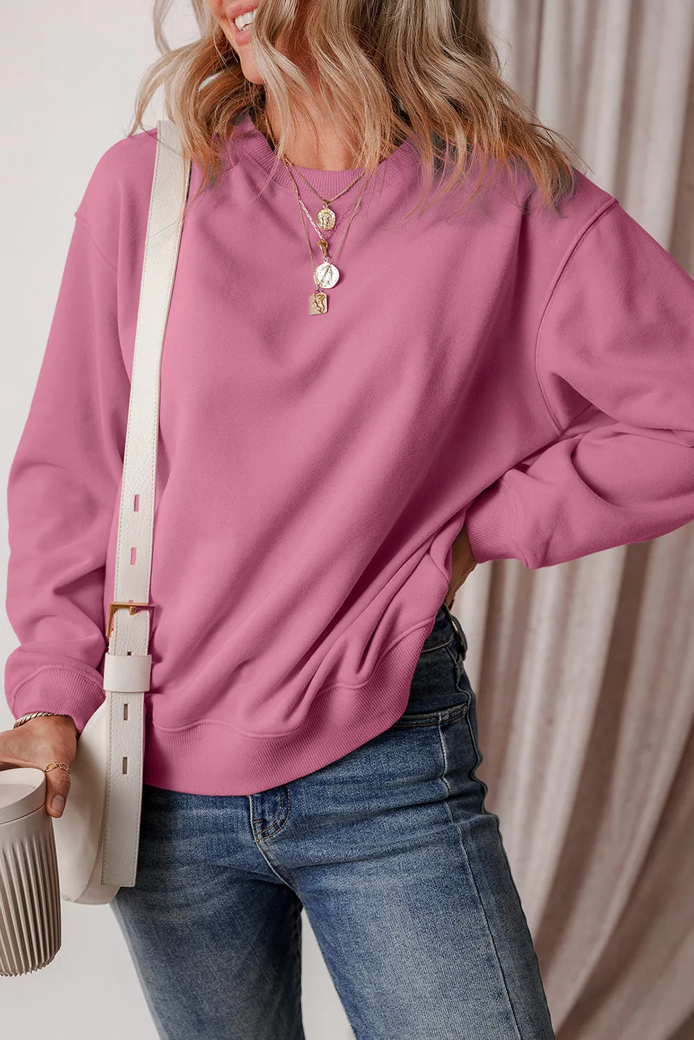 Lined Drop Shoulder Terry Sweatshirt