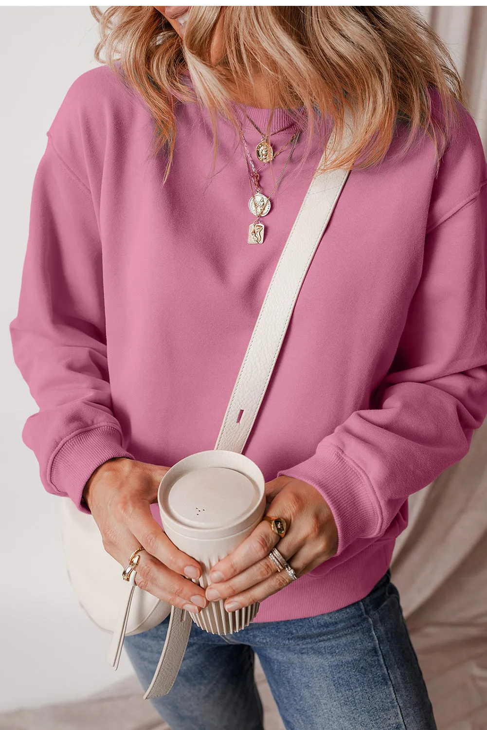 Lined Drop Shoulder Terry Sweatshirt