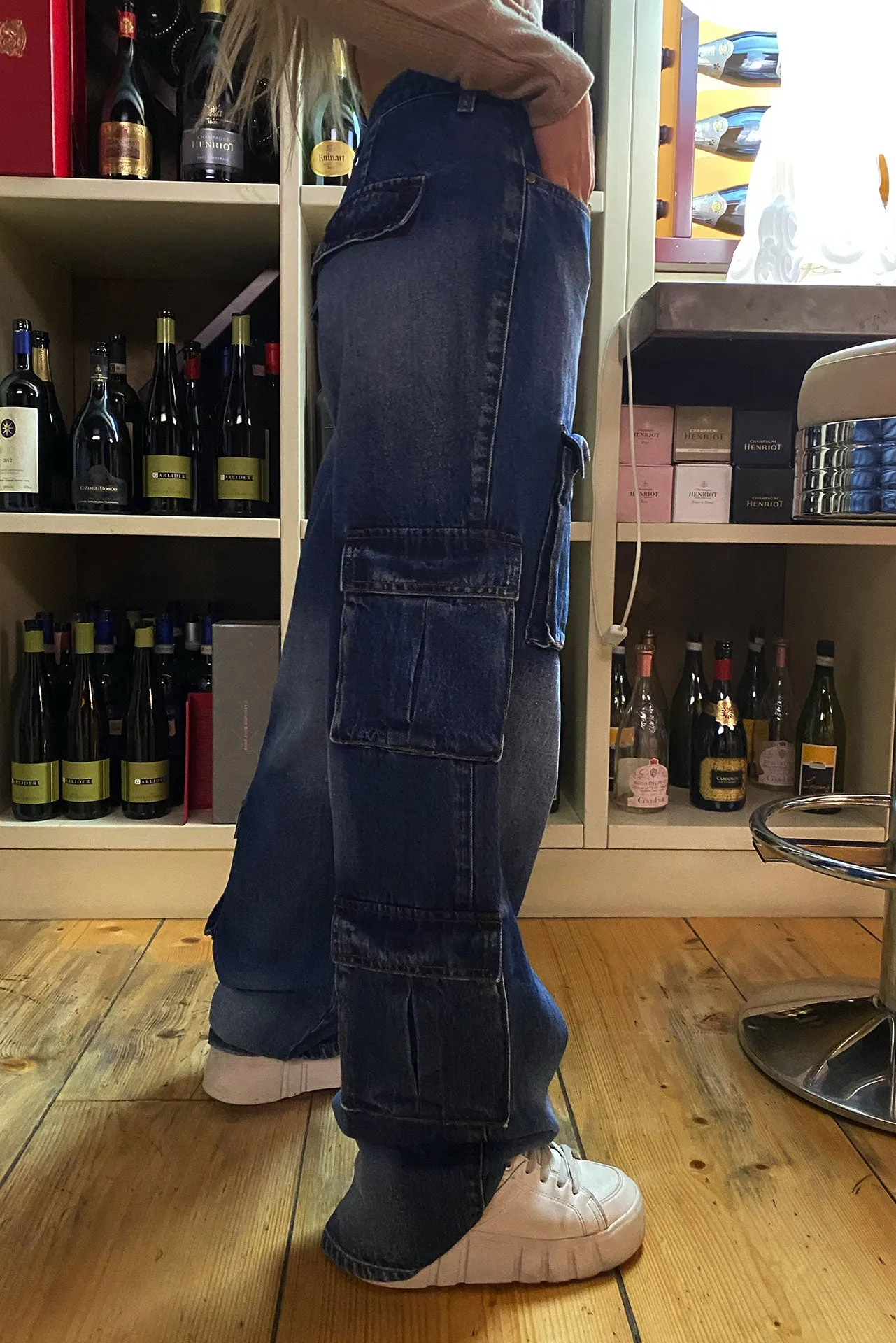 Low rise denim baggy jeans