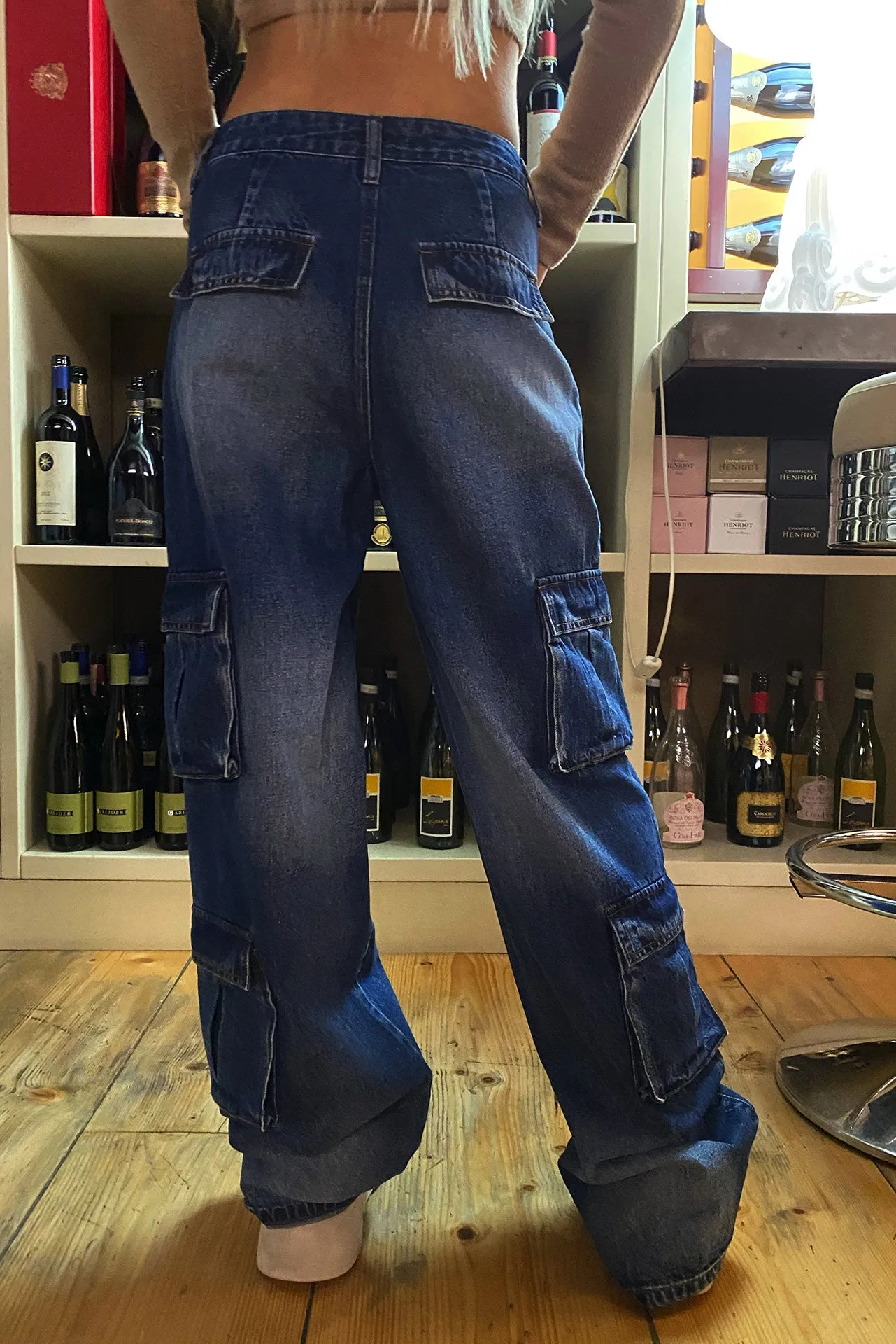 Low rise denim baggy jeans
