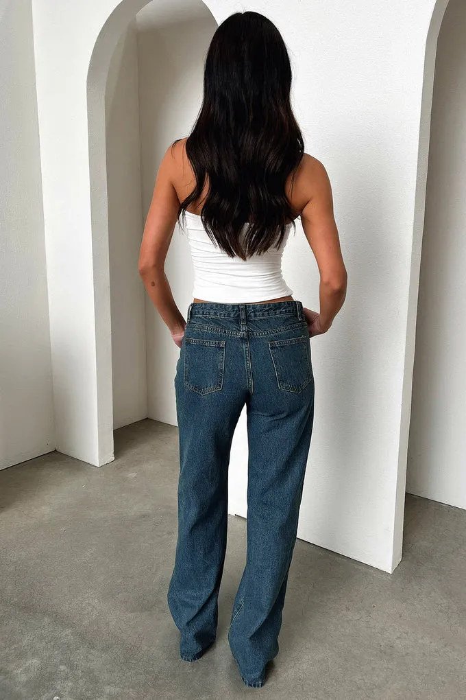 Low Rise Jeans - Dark Blue