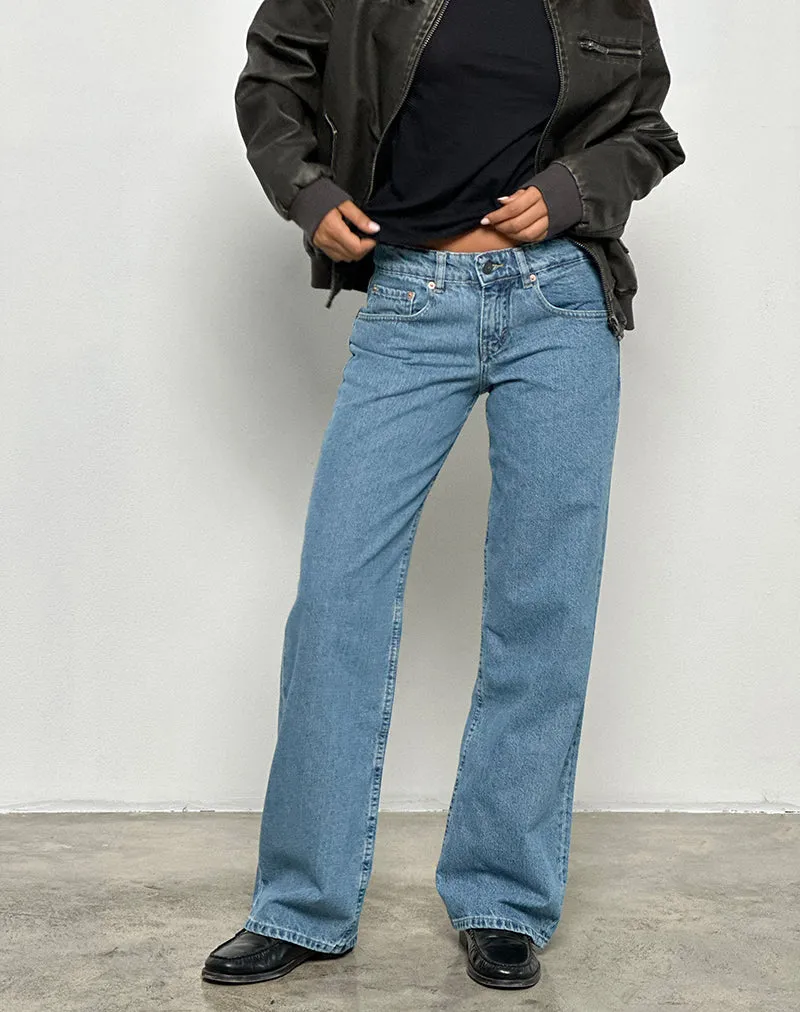 Low Rise Parallel Jeans in Blue Stone