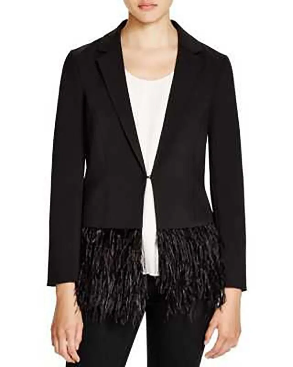 Lucy Paris - New w/ Tags - Feather Trim Blazer - Black - Small - Jacket