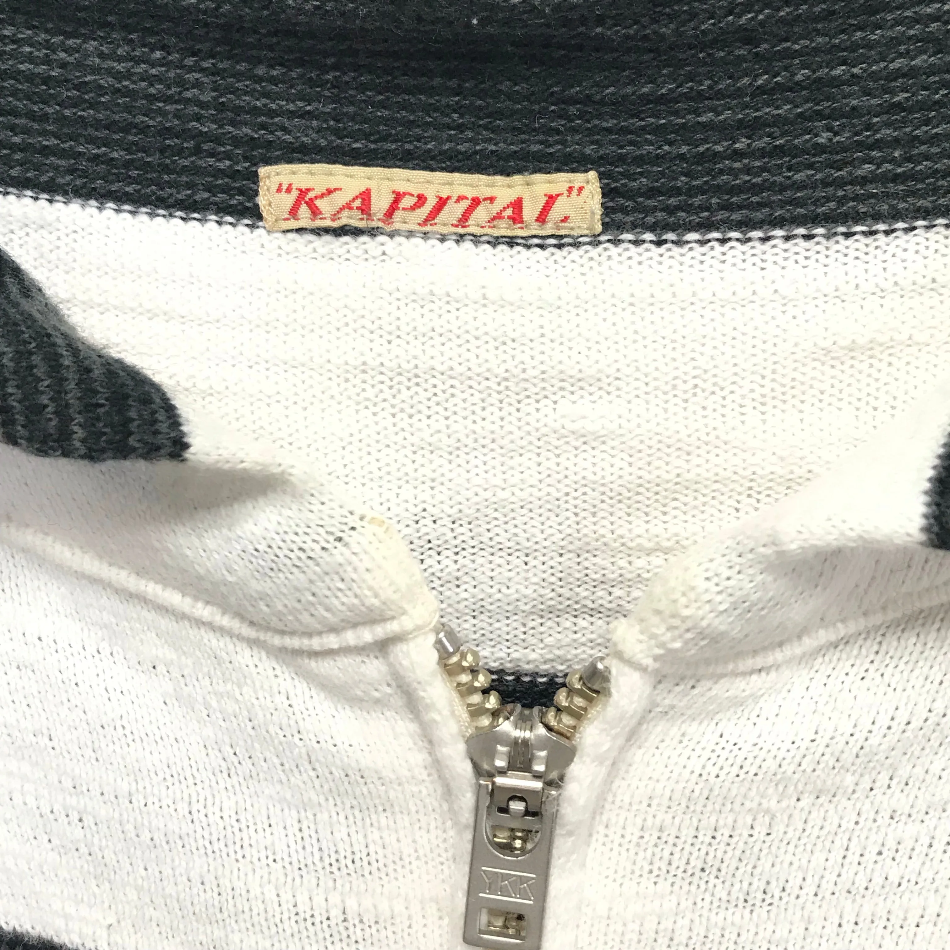[M] Kapital Striped Hoodie White/Black
