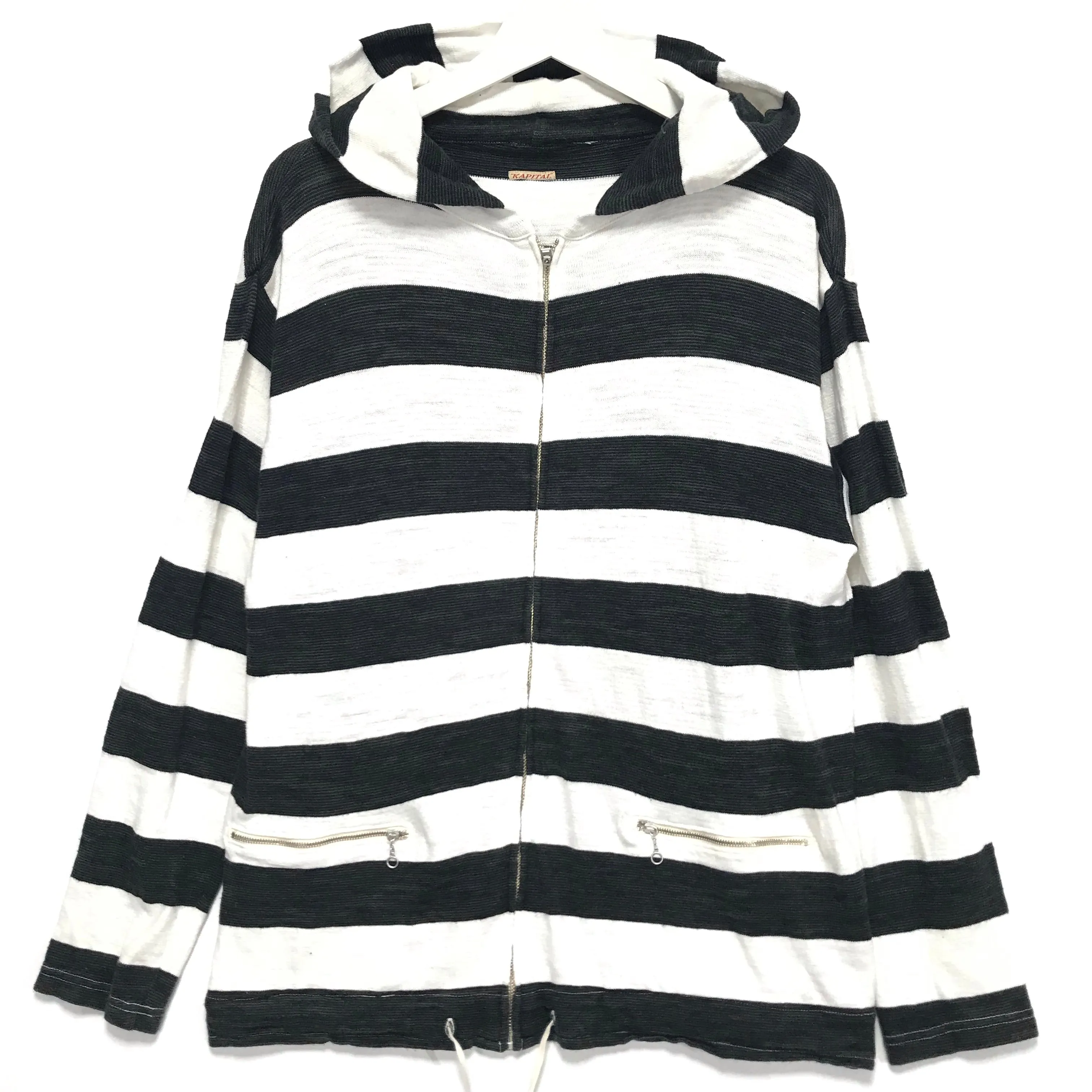 [M] Kapital Striped Hoodie White/Black