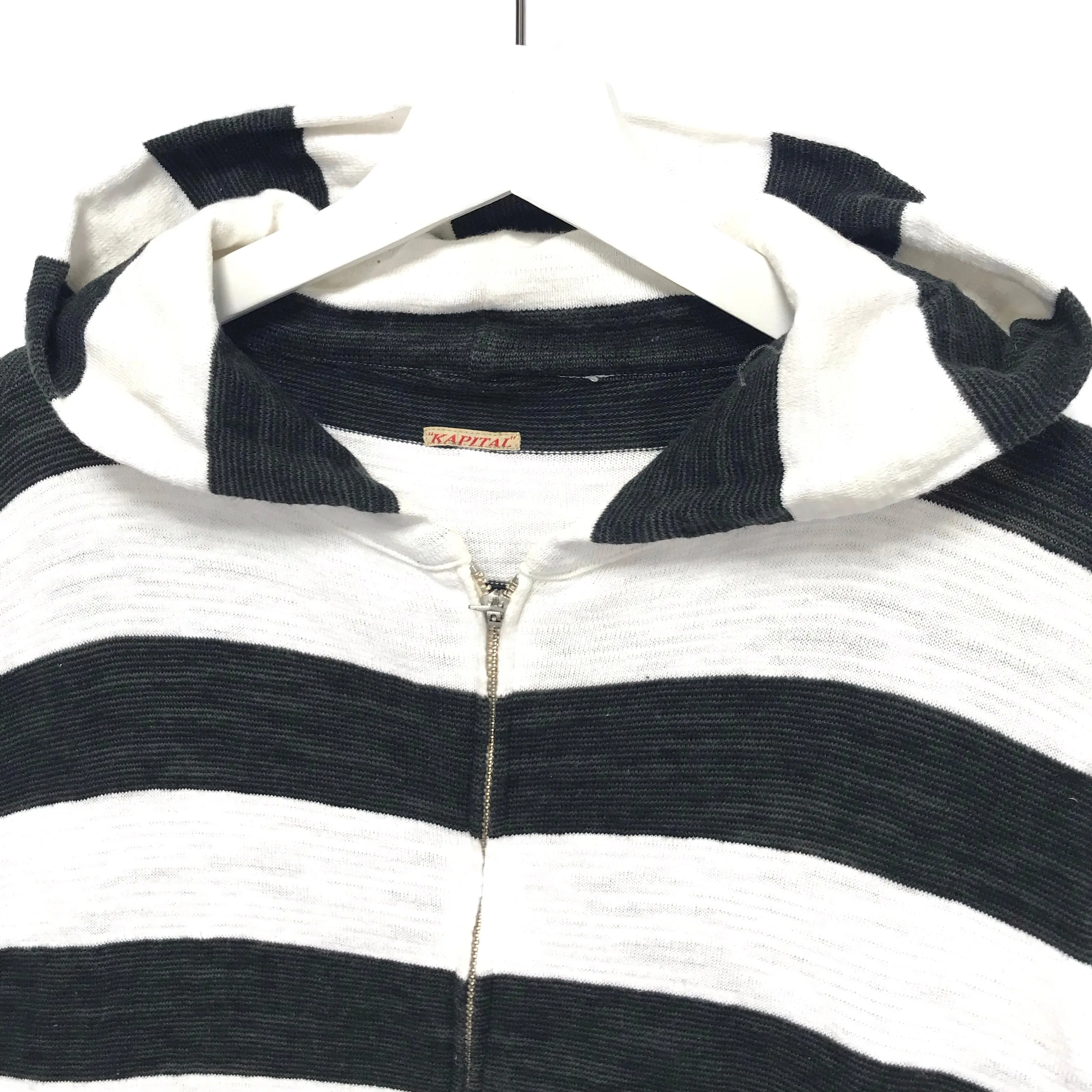 [M] Kapital Striped Hoodie White/Black