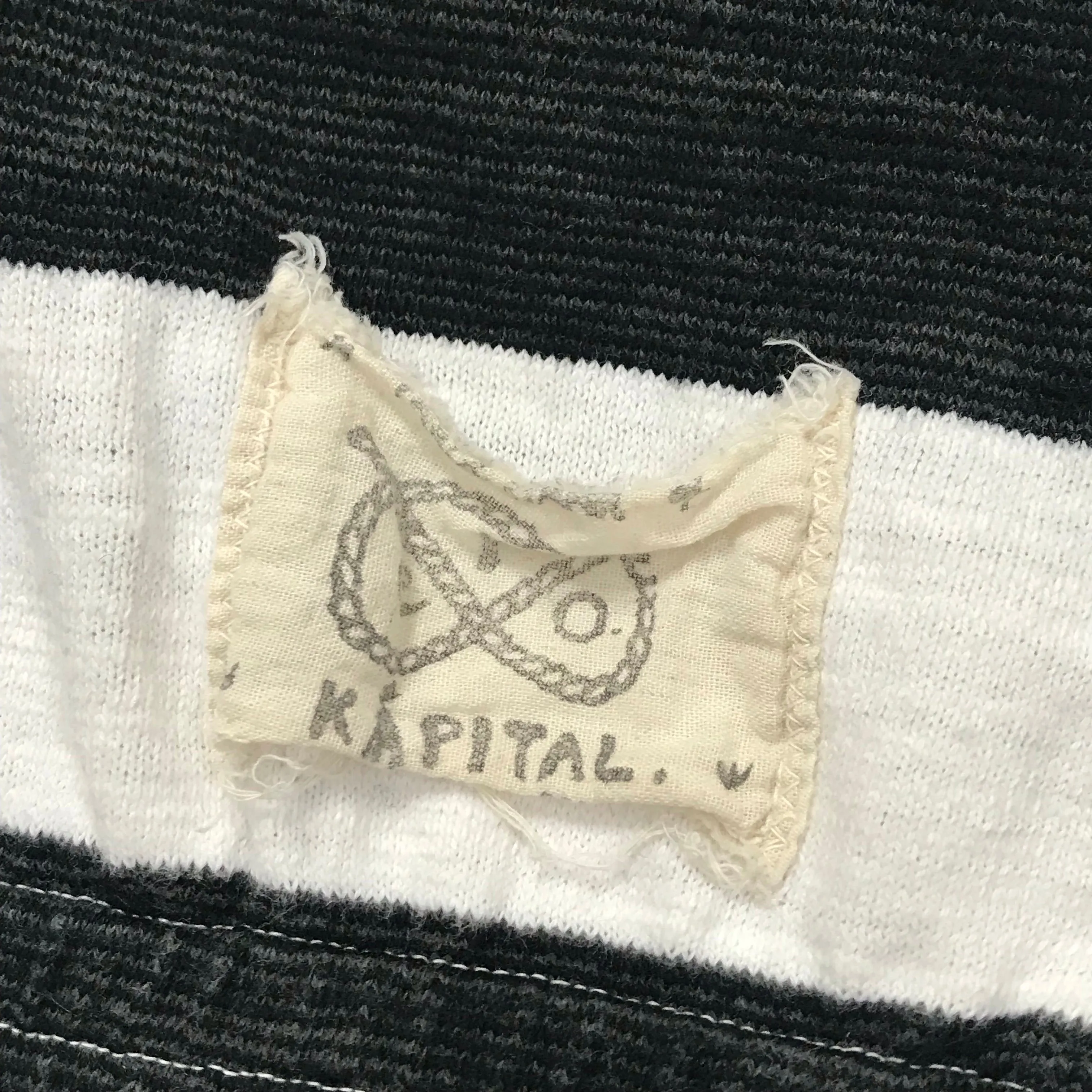 [M] Kapital Striped Hoodie White/Black