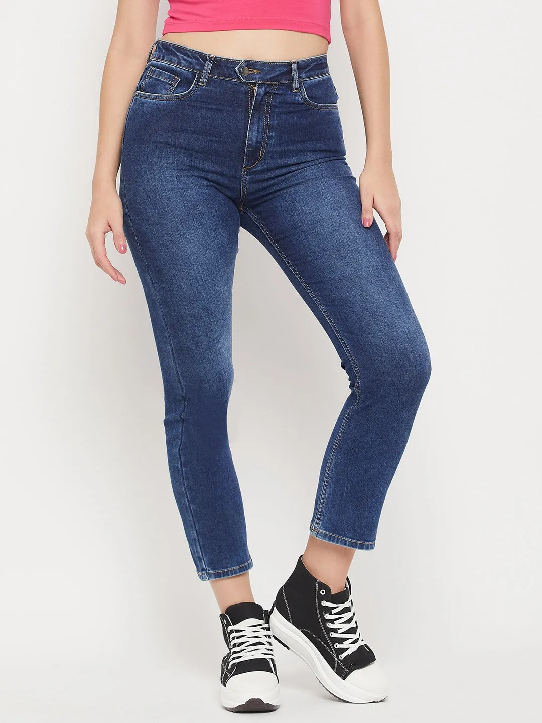 Madame Low Rise Navy Blue Ankle Length Jeans
