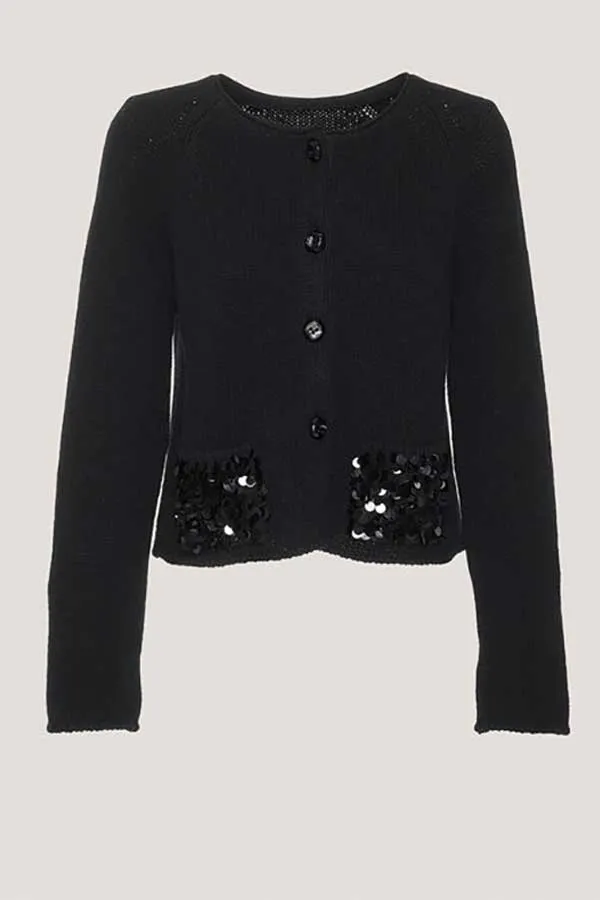 MARIANA SEQUINNED POCKETS CARDIGAN