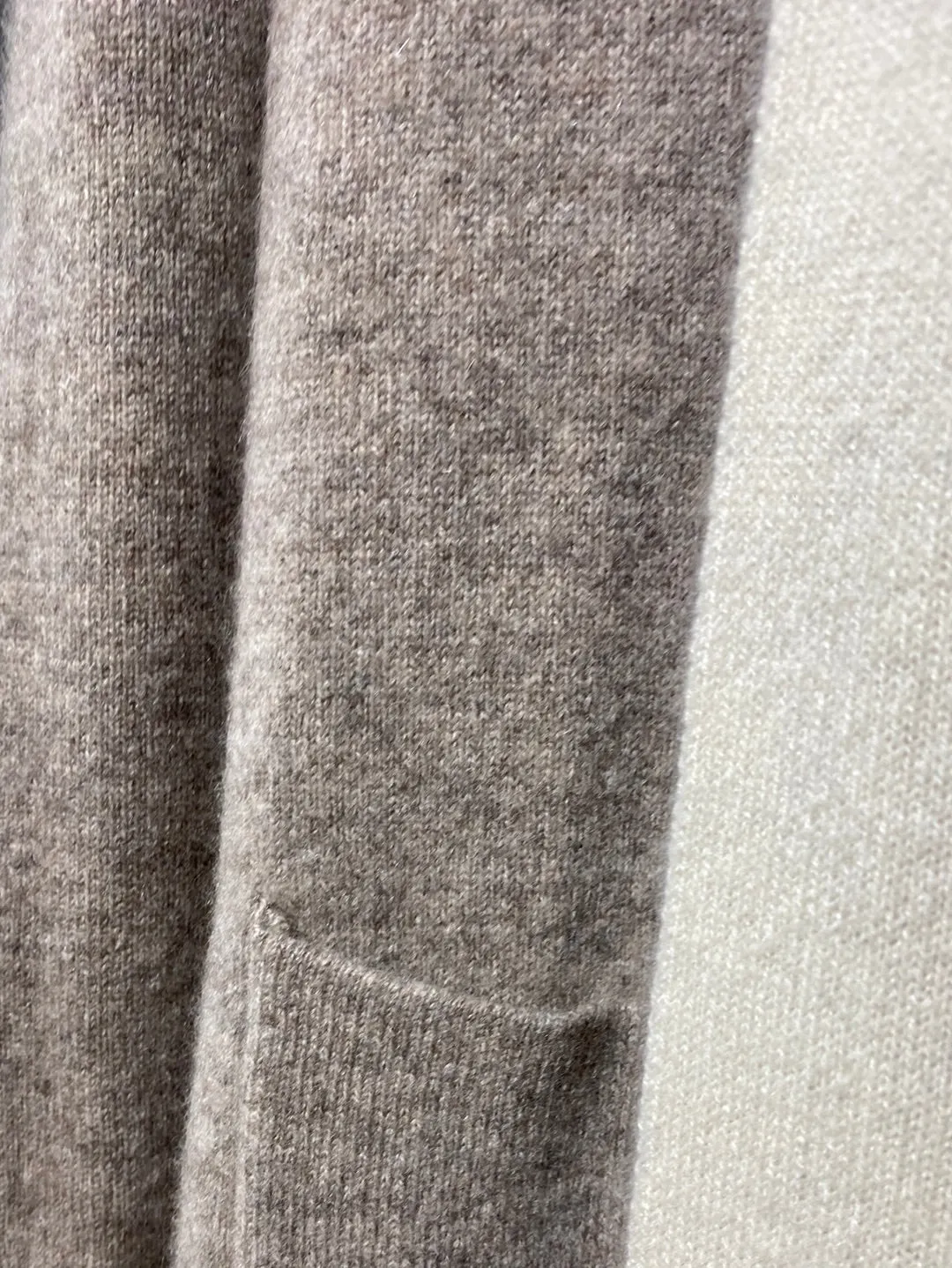 MAX Studio Grey and Ivory Luxe Cashmere Cardigan