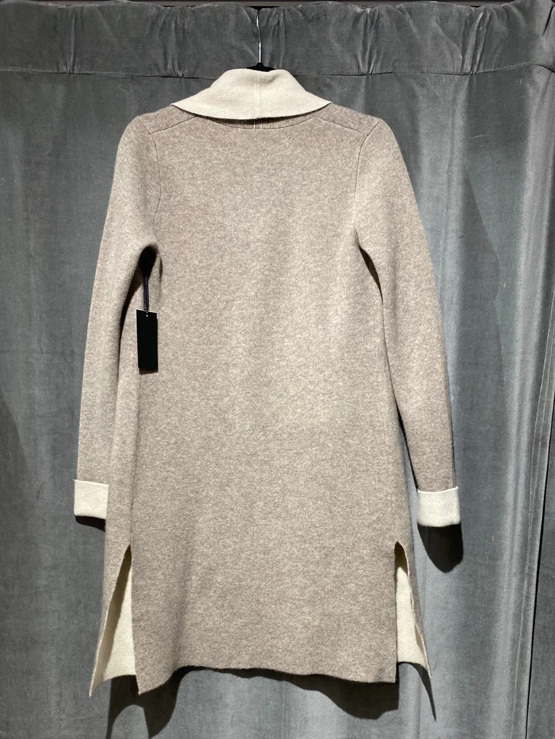 MAX Studio Grey and Ivory Luxe Cashmere Cardigan