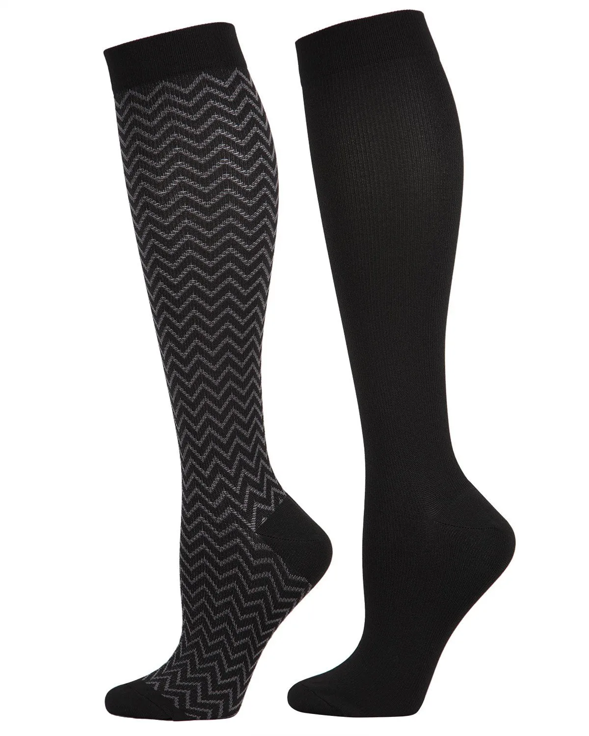 MEMOI MJF6-7006 COMPRESSION SOCK ZIG ZAG GRAY/BLACK