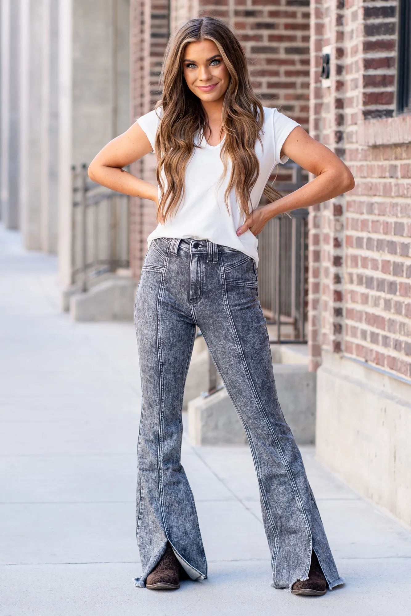 Memphis High Rise Fray Hem Flare