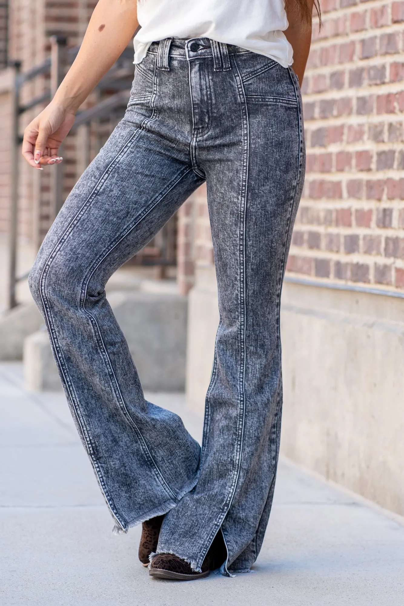 Memphis High Rise Fray Hem Flare
