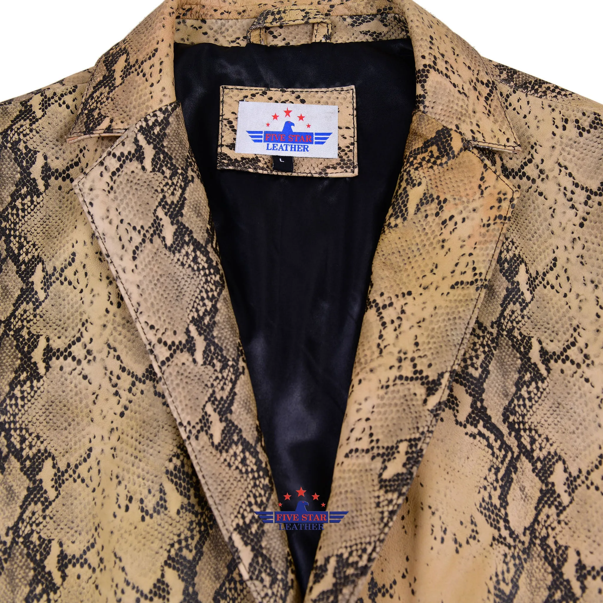 Men Blazer Fashion Real Leather Python Snake Cobra Textured Jacket Two Button