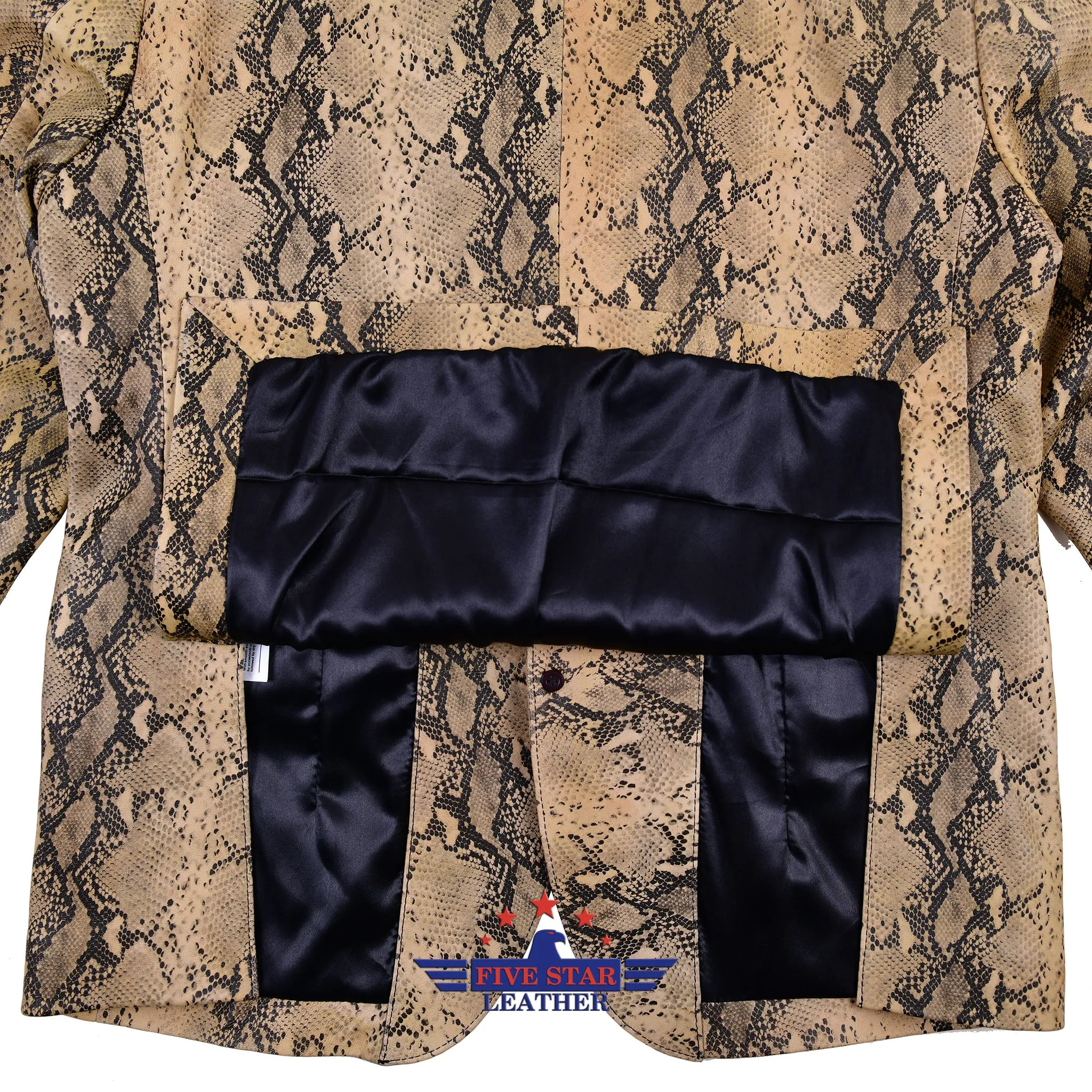 Men Blazer Fashion Real Leather Python Snake Cobra Textured Jacket Two Button