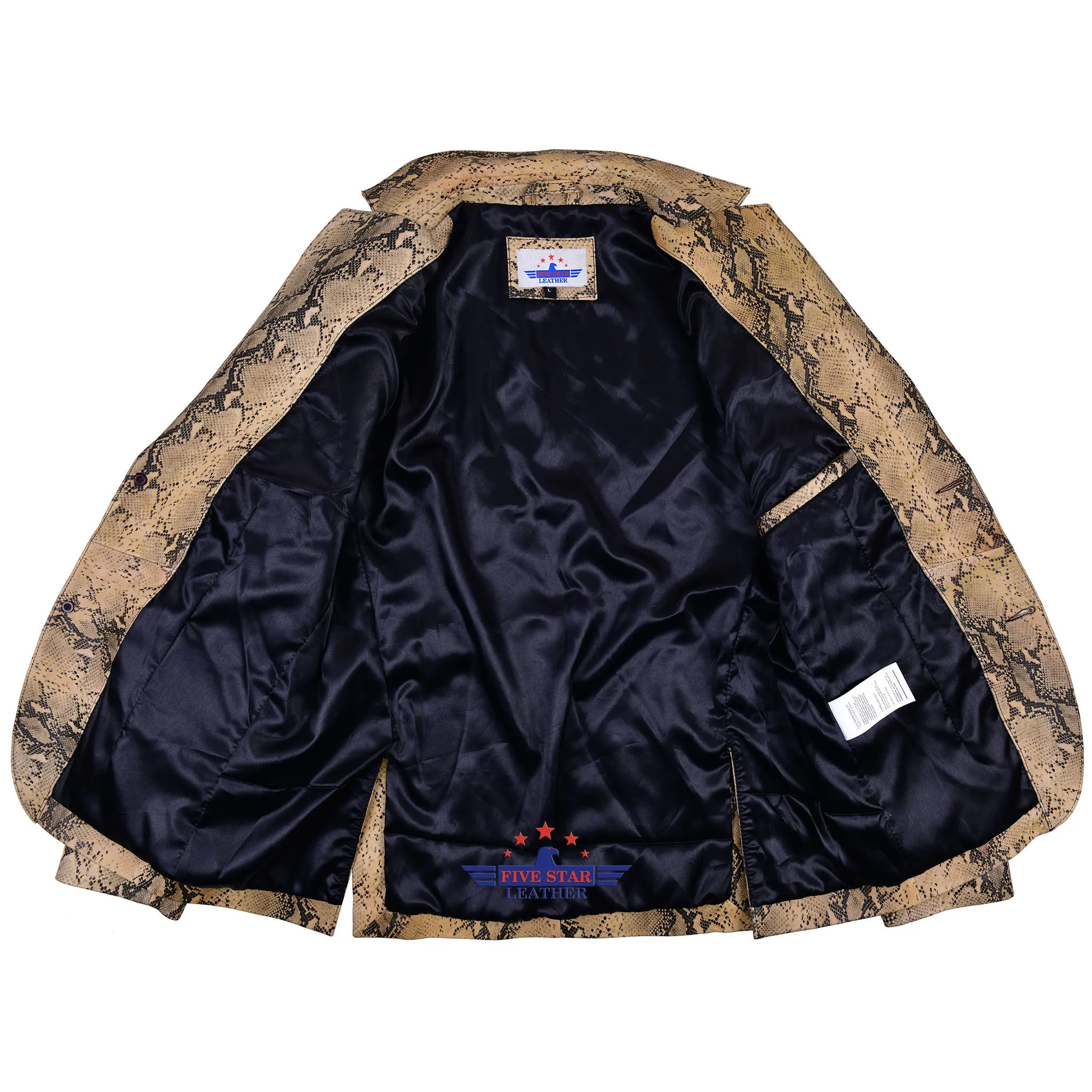 Men Blazer Fashion Real Leather Python Snake Cobra Textured Jacket Two Button