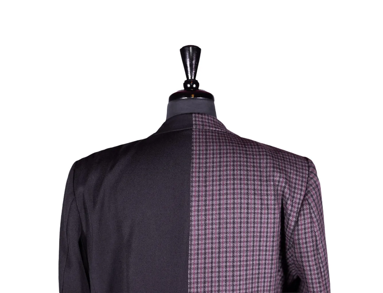 Men's Black Contrast Panel Wool Blazer 42R
