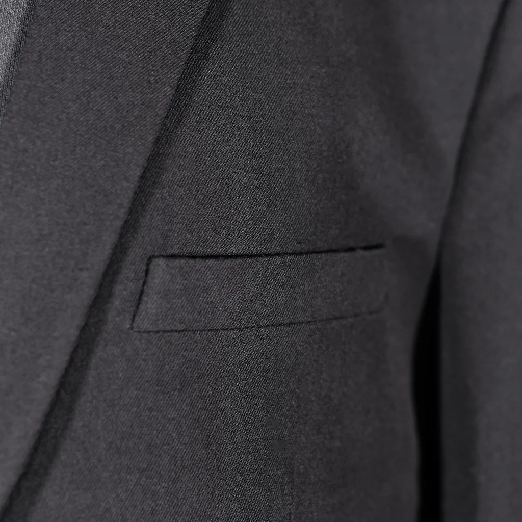 Men's Black Contrast Panel Wool Blazer 42R