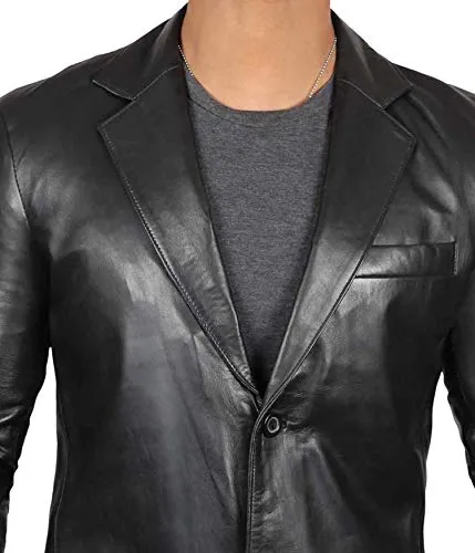 Men's Black Lambskin Blazer, L