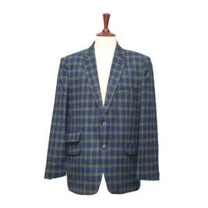 Mens Blazer Blue Green Red Scottish Tartan Plaid Wool 2 Button Dress Suit Formal Jacket Sport Coat 46R