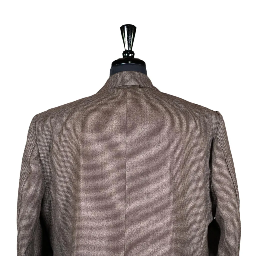 Men's Blazer Brown Check Wool Formal Jacket Sport Coat (46R)
