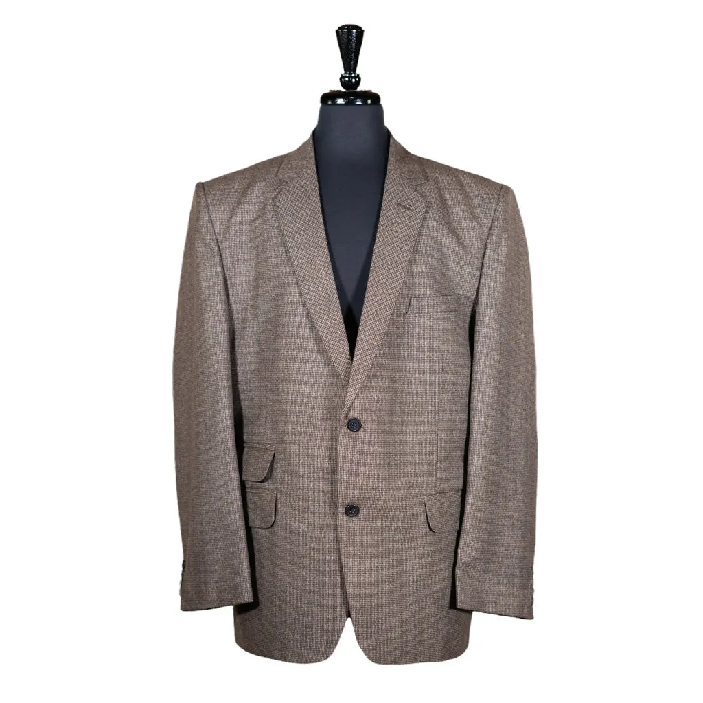 Men's Blazer Brown Check Wool Formal Jacket Sport Coat (46R)